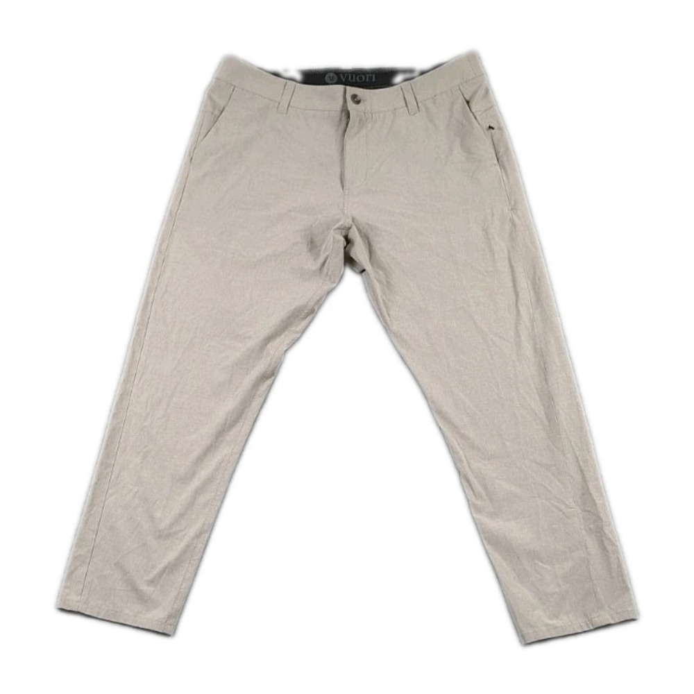 Vuori Meta Pant Mens 34x28   Tan Technical Stretch Chino Tapered Trousers V431